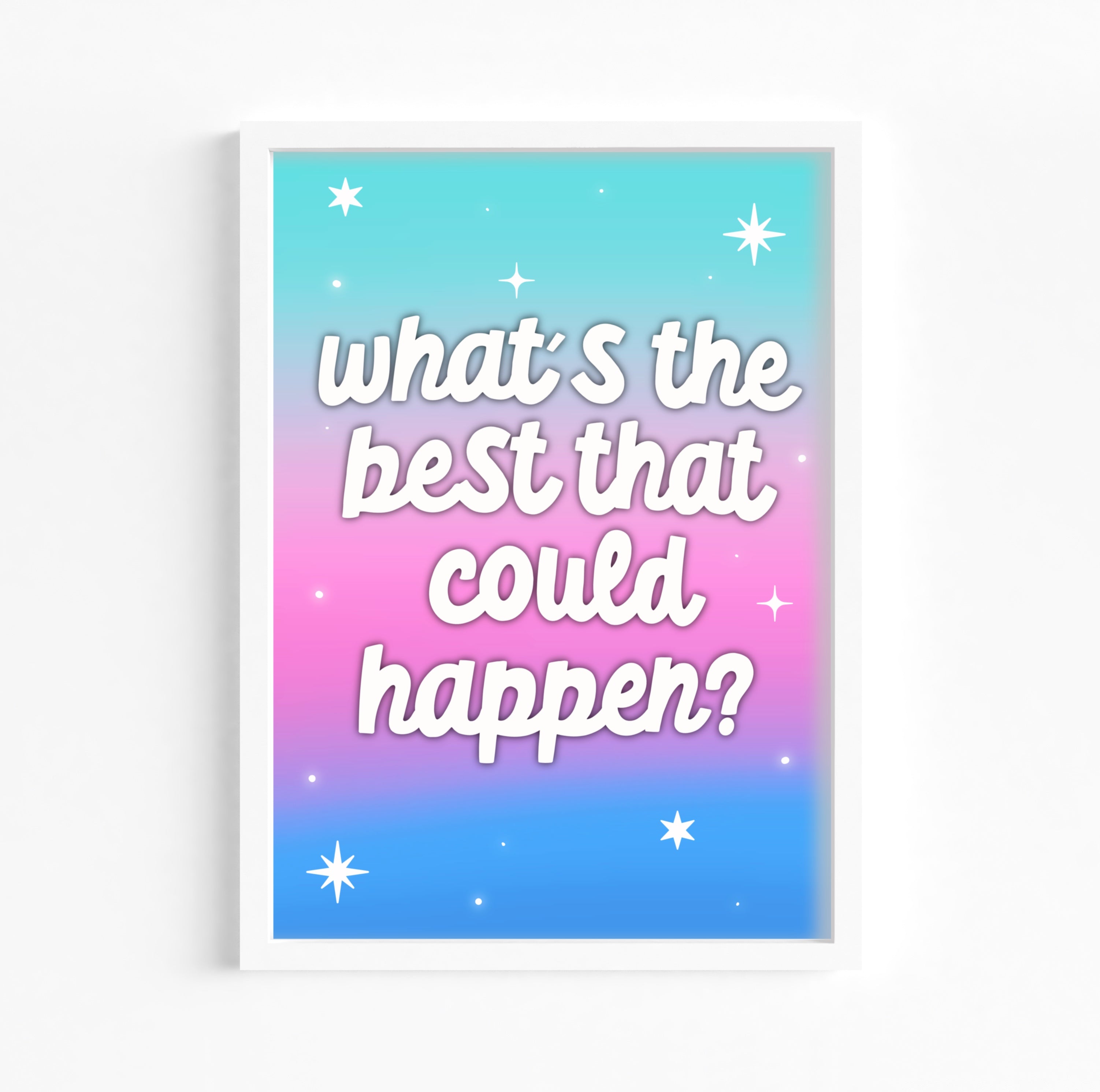 Motivational Artwork: Add a touch of positivity to your walls with a framed typography print featuring the quote "What's the Best That Could Happen?" Let it be your constant source of inspiration!