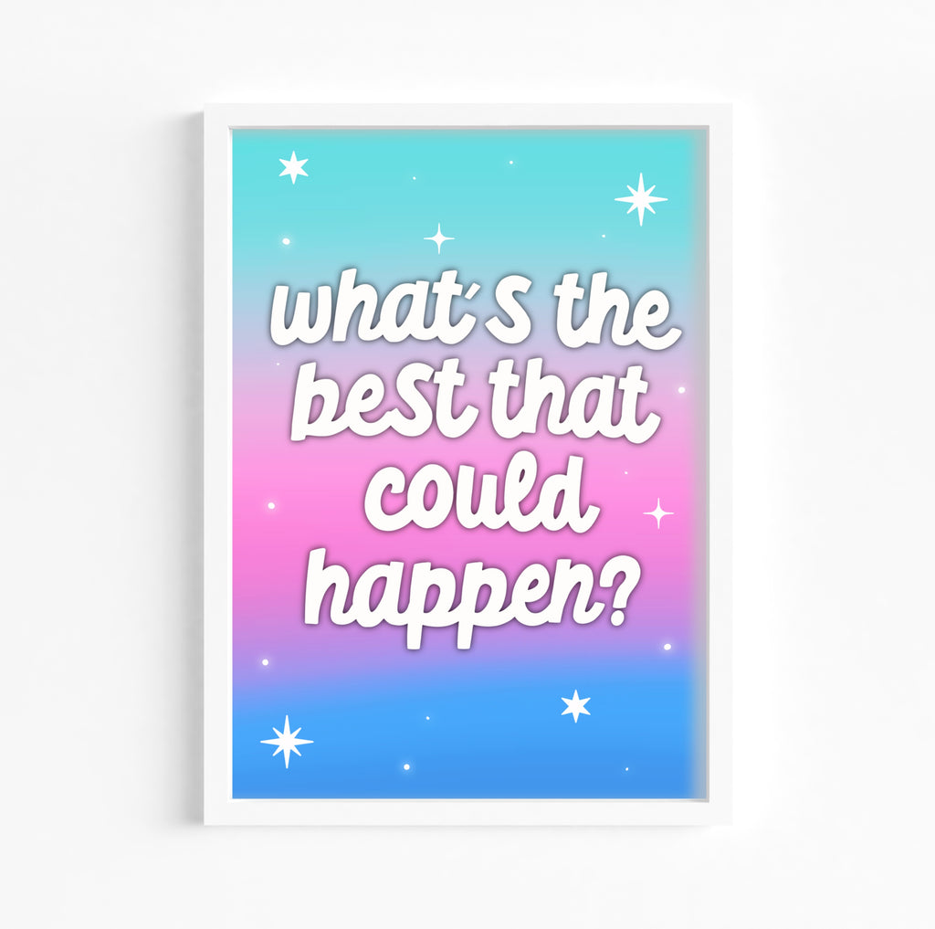 Motivational Artwork: Add a touch of positivity to your walls with a framed typography print featuring the quote "What's the Best That Could Happen?" Let it be your constant source of inspiration!