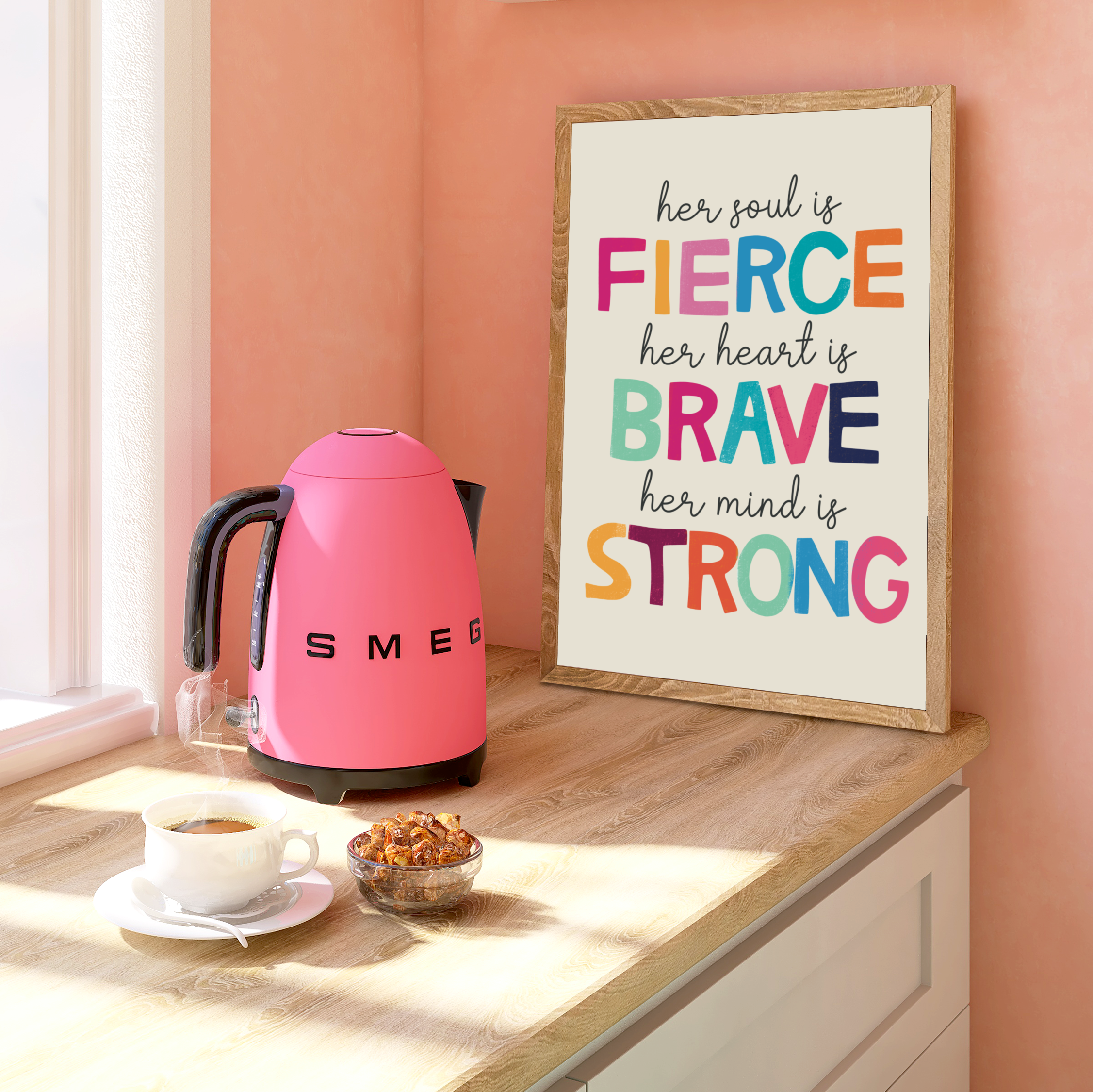 "Empowering framed print: Full quote in stylish fonts, perfect for adding positivity to your space."