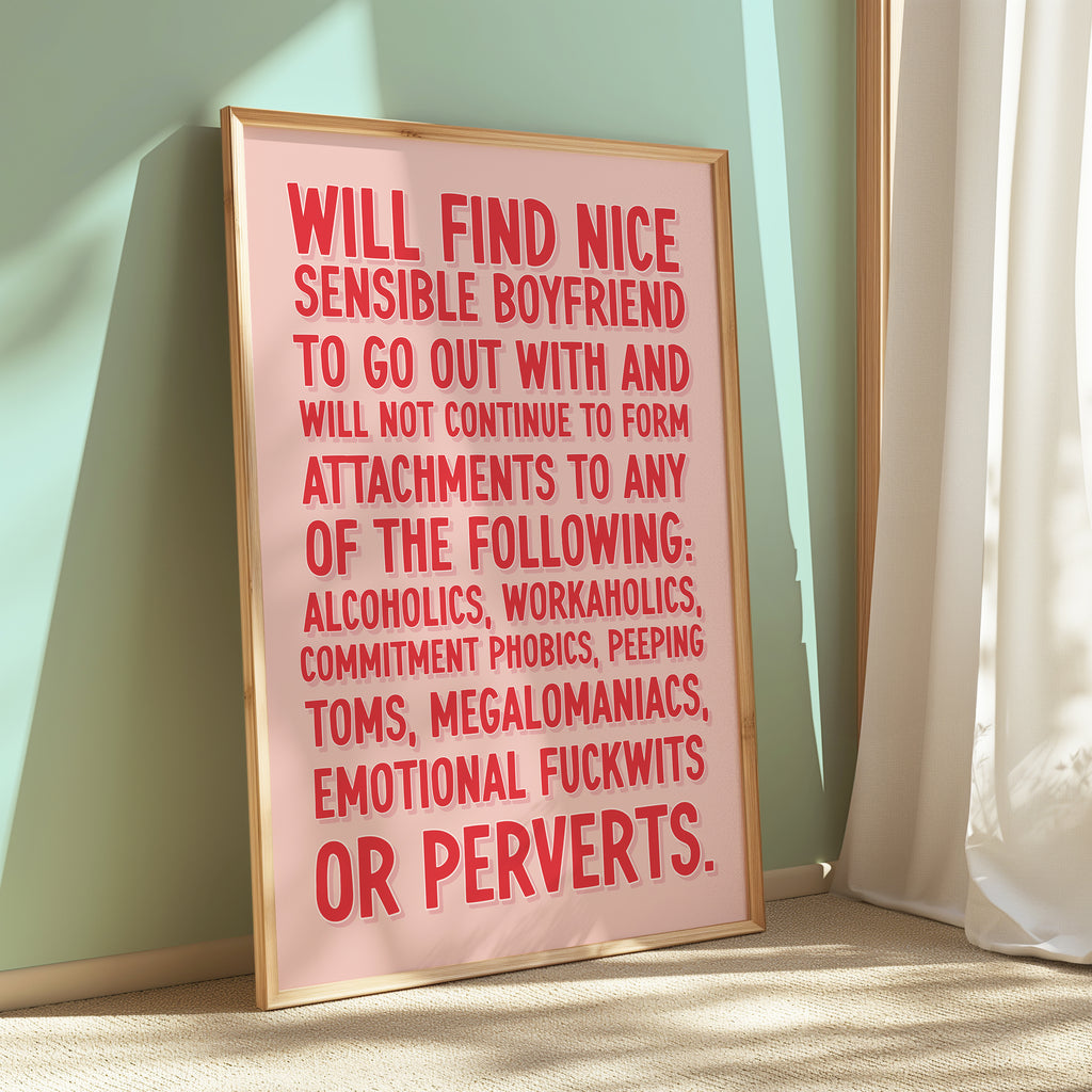 Bridget Jones Inspired Quote – Funny Statement Print