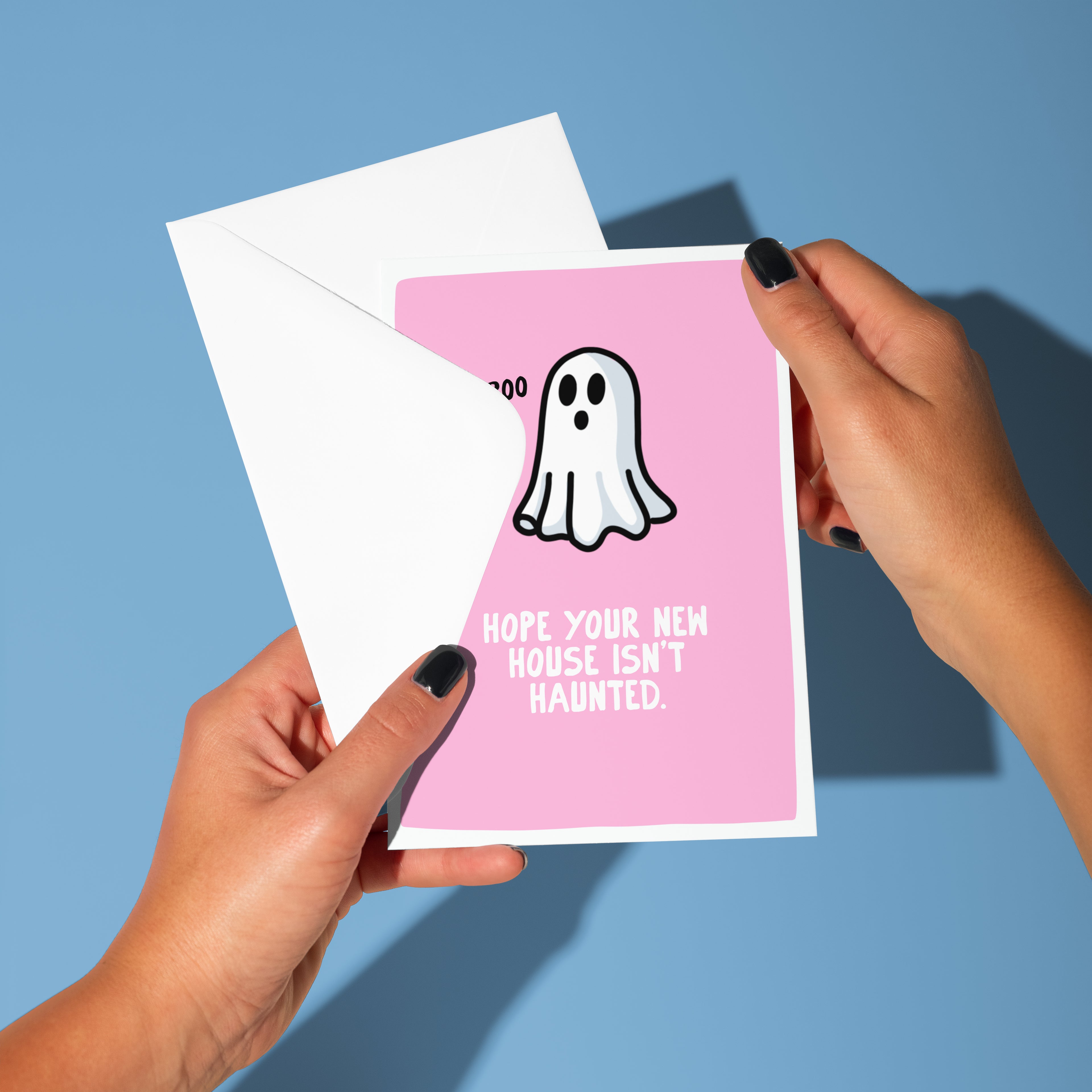 Funny New Home Card – Haunted House Ghost Greeting (A6)