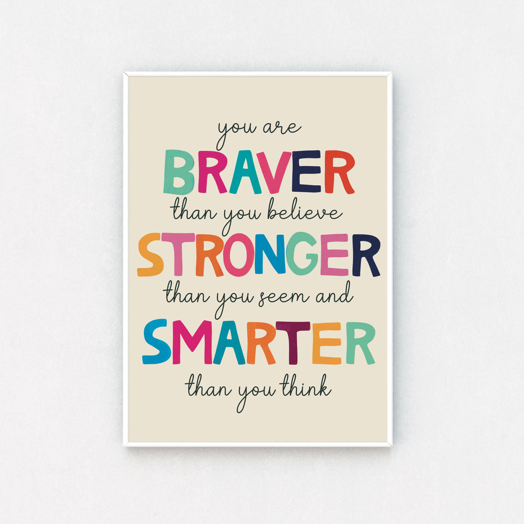 "Empowering framed print: Winnie the Pooh's quote in stylish fonts on calming beige background."